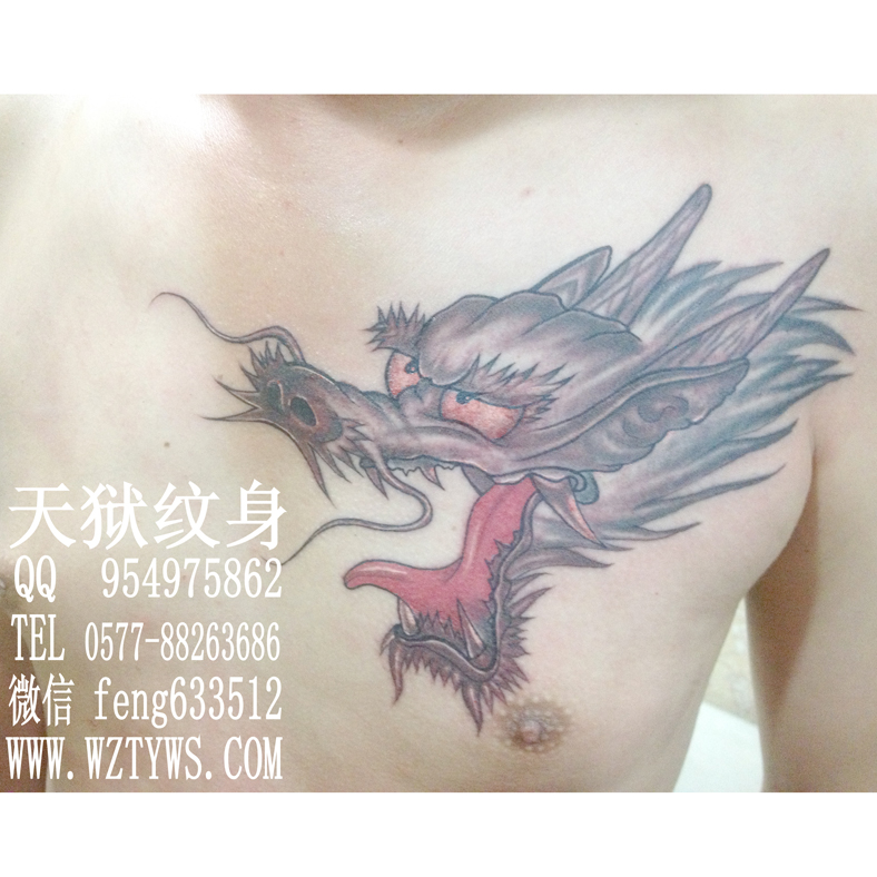 温州天狱纹身，龙头纹身，114
